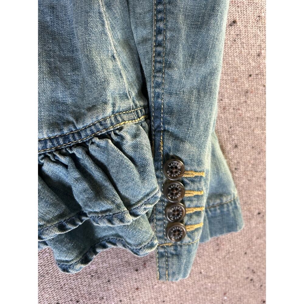 Ralph Lauren Jeans Co Ruffled Denim Jacket 12 Boho Western Ruffles Cowgirl - Picture 5 of 7